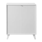 Modern Wood Bathroom Cabinet with 2 Glass Doors and Adjustable Shelf