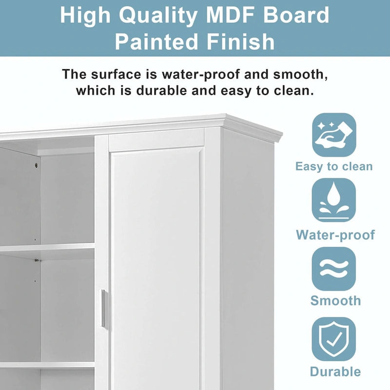Tall Bathroom Storage Cabinet with Drawers and Adjustable Shelf