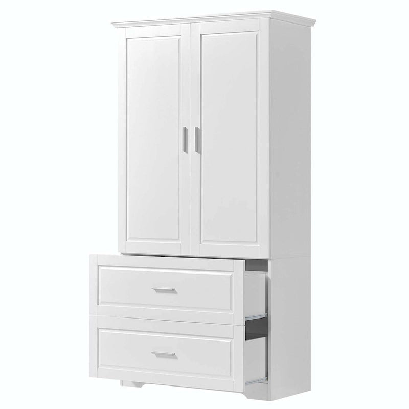 Tall Bathroom Storage Cabinet with Drawers and Adjustable Shelf