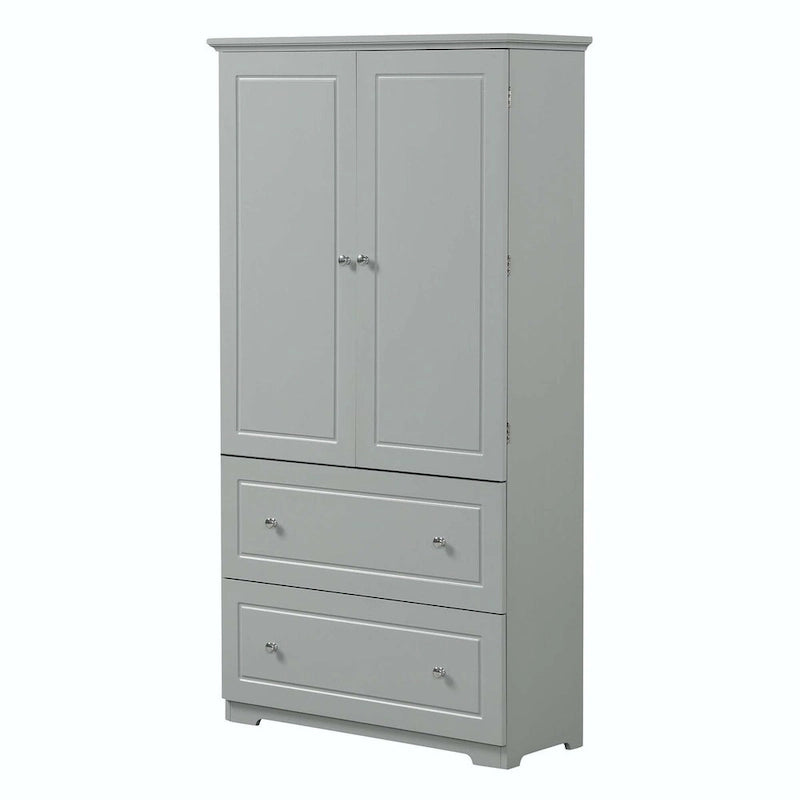 Tall Bathroom Storage Cabinet with Drawers and Adjustable Shelf