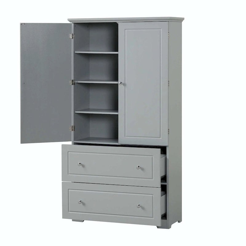 Tall Bathroom Storage Cabinet with Drawers and Adjustable Shelf