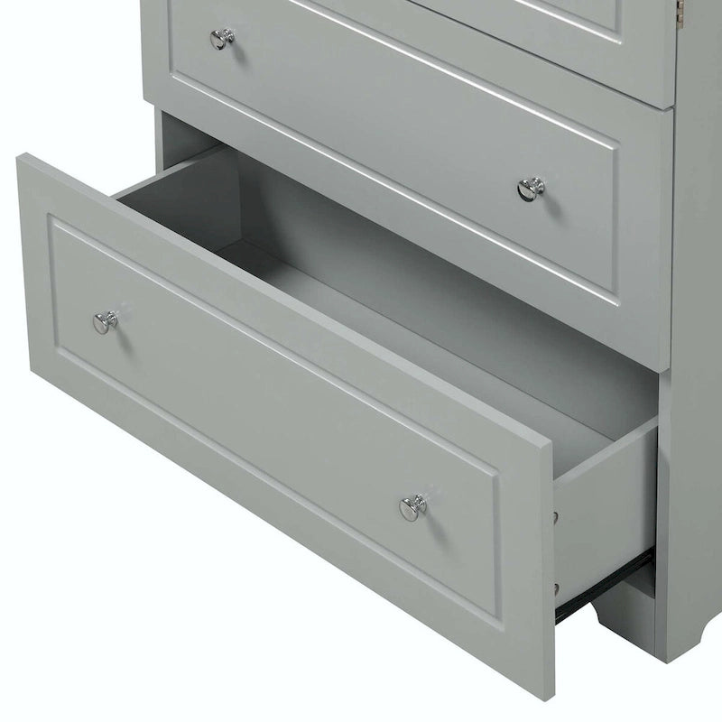 Tall Bathroom Storage Cabinet with Drawers and Adjustable Shelf