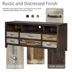 Retro Distressed Wooden TV Stand for TVs up to 65 Inches, Entertainment Center Media Console with 6 Drawers and 3 Shelves