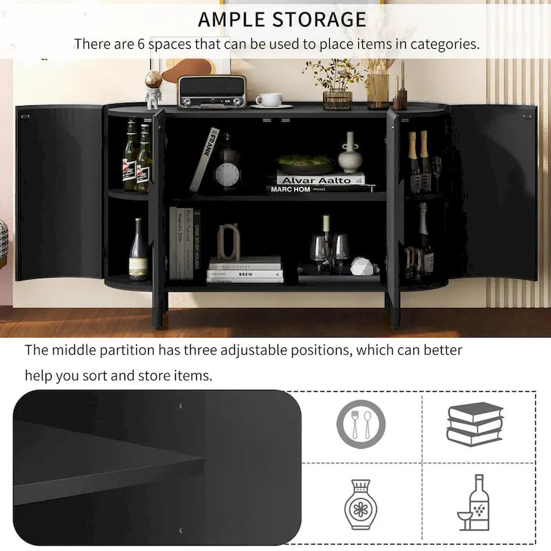 47.80 Inch high quality MDF Sideboard with Adjustable Shelves - 47.80 x 16.50