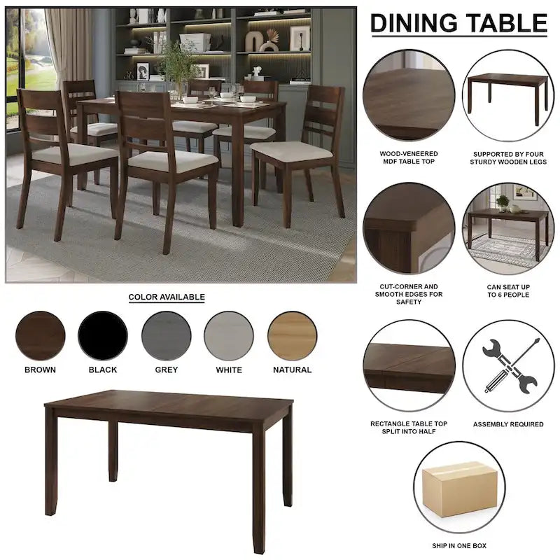 CraftPorch Contemporary Modern 7-piece Wooden Dining Set