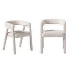 Middlebrook Modern Boucle Curved Solid Wood Dining Chair (Set of 2)
