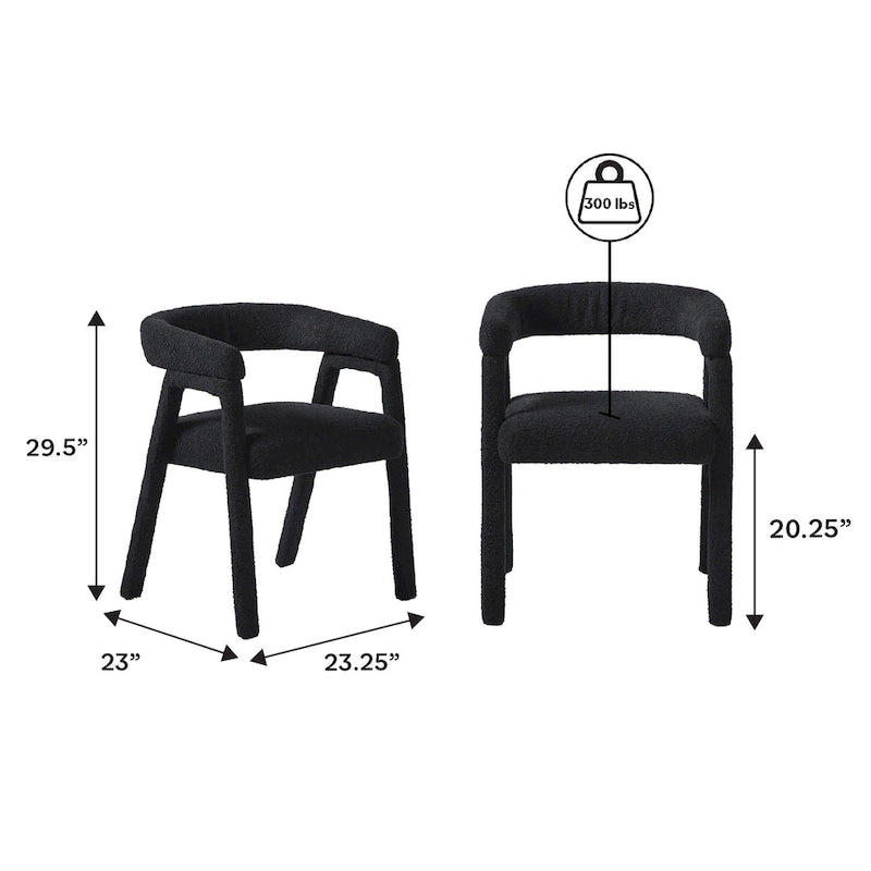 Middlebrook Modern Boucle Curved Solid Wood Dining Chair (Set of 2)