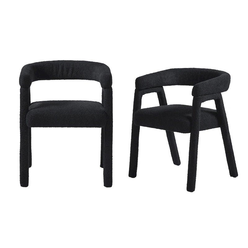 Middlebrook Modern Boucle Curved Solid Wood Dining Chair (Set of 2)