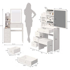 Small Space Vanity Table with Cushioned Stool