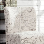 Chalkboard Light Print Fabric Armless Contemporary Accent Chair, for Living Room