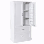 64 Tall Bathroom Storage Cabinet with Two Doors, Drawers