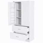 64 Tall Bathroom Storage Cabinet with Two Doors, Drawers