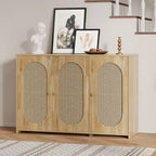 Rattan Doors and Metal Handles Sideboard with Large Storage Space