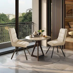 Set of 2 Upholstered Swivel Dining Chairs PU Leather with Metal Legs - 18.5x18.5x37 inch