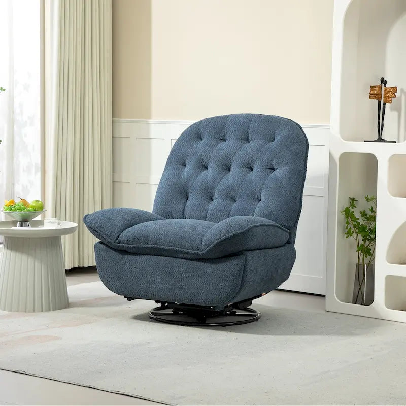 Modern Chenille 360-Degree Swivel Recliner, Set of 1