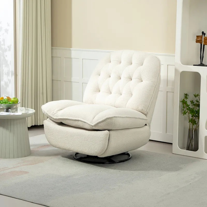 Modern Chenille 360-Degree Swivel Recliner, Set of 1