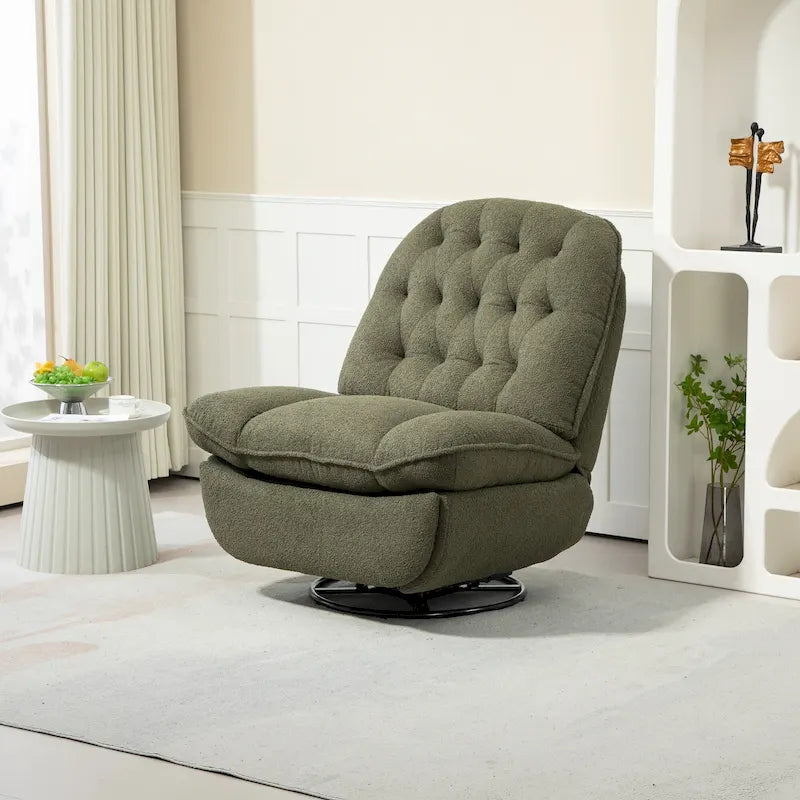 Modern Chenille 360-Degree Swivel Recliner, Set of 1