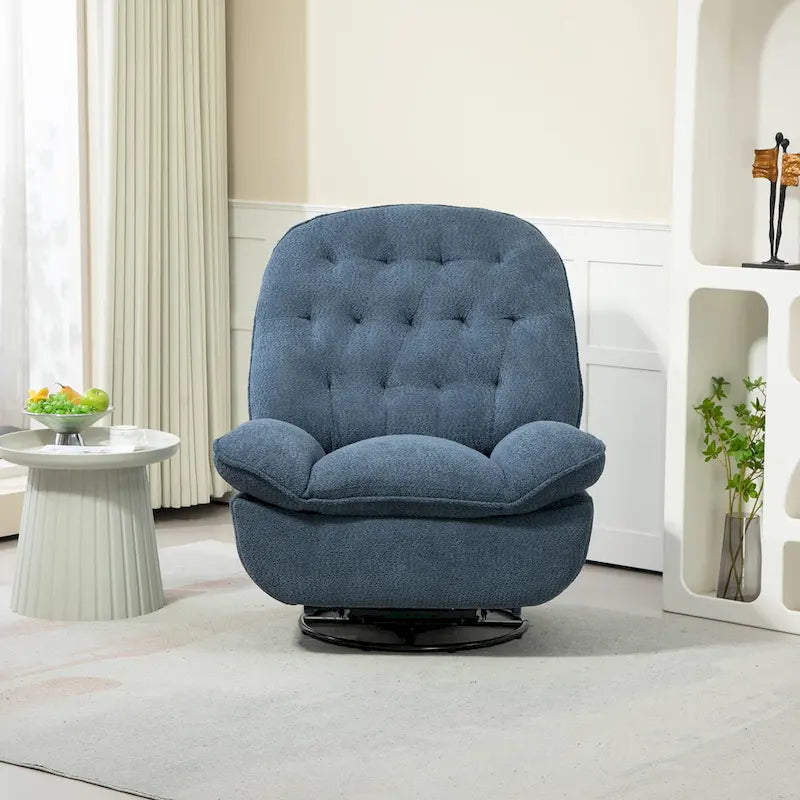 Modern Chenille 360-Degree Swivel Recliner, Set of 1