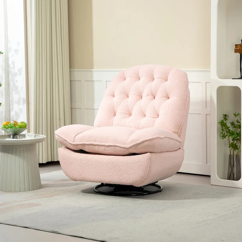 Modern Chenille 360-Degree Swivel Recliner, Set of 1