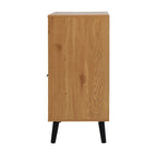 Storage Cabinet with 3 Drawers & Adjustable Shelf, Mid Century Cabinet with Door, Accent Cabinet, Natural Wood Color