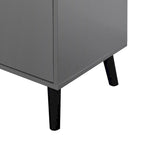 Storage Cabinet with 3 Drawers & Adjustable Shelf, Mid Century Cabinet with Door, Accent Cabinet, Natural Wood Color