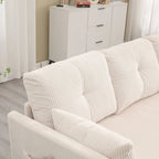 The L-shaped storage seat assembly sofa folds into a recliner