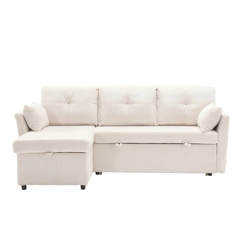 The L-shaped storage seat assembly sofa folds into a recliner