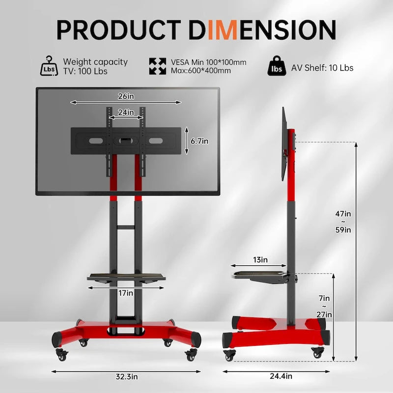 Universal Swivel TV Stand for 32-80 inch TVs, Height Adjustable Table Top TV Stand Mount with Tilt, Max VESA 600x400mm