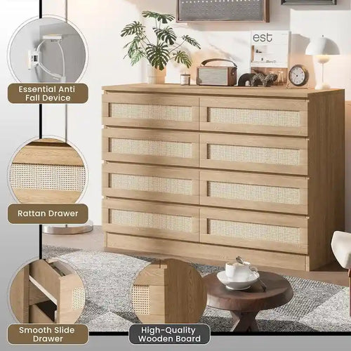 8 Drawer Double Dresser, Wooden Dresser Chest