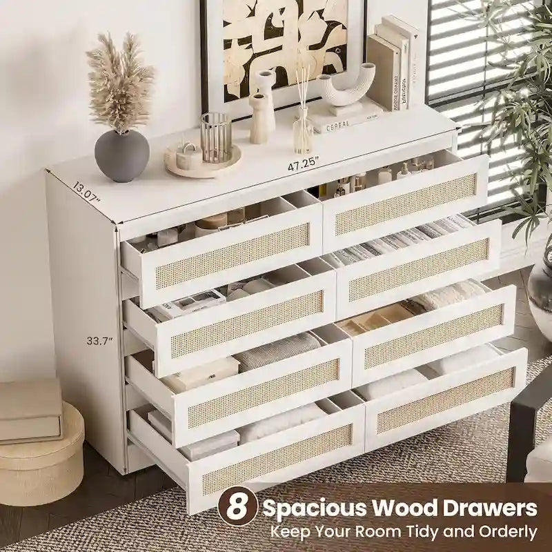 8 Drawer Double Dresser, Wooden Dresser Chest