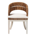 Ubud Bohemian Natural Seagrass and Mahogany Wood Dining Chair