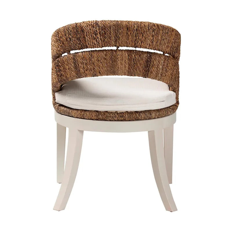 Ubud Bohemian Natural Seagrass and Mahogany Wood Dining Chair