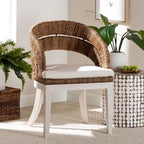 Ubud Bohemian Natural Seagrass and Mahogany Wood Dining Chair