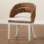 Ubud Bohemian Natural Seagrass and Mahogany Wood Dining Chair