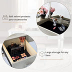 2-Drawer Mirrored Dresser with Vanity Table, Flip-Up Mirror, and Stool