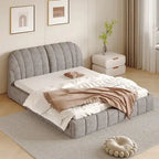 Queen Size Upholstered Platform Bed with Thick Fabric Headboard