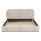 Queen Size Upholstered Platform Bed with Thick Fabric Headboard