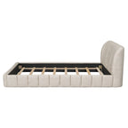 Queen Size Upholstered Platform Bed with Thick Fabric Headboard