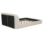 Queen Size Upholstered Platform Bed with Thick Fabric Headboard