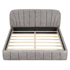 Queen Size Upholstered Platform Bed with Thick Fabric Headboard