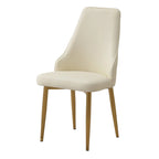 Dining Chair with PU Leather White strong metal legs for Living Room Dining Room Reception Room (Set of 2)