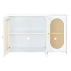 Retro 3-Door Sideboard with Rattan Doors and Metal Handles