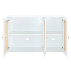 Retro 3-Door Sideboard with Rattan Doors and Metal Handles