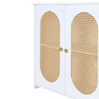 Retro 3-Door Sideboard with Rattan Doors and Metal Handles