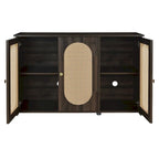 Retro 3-Door Sideboard with Rattan Doors and Metal Handles