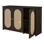 Retro 3-Door Sideboard with Rattan Doors and Metal Handles