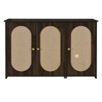 Retro 3-Door Sideboard with Rattan Doors and Metal Handles