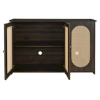 Retro 3-Door Sideboard with Rattan Doors and Metal Handles