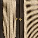 Retro 3-Door Sideboard with Rattan Doors and Metal Handles