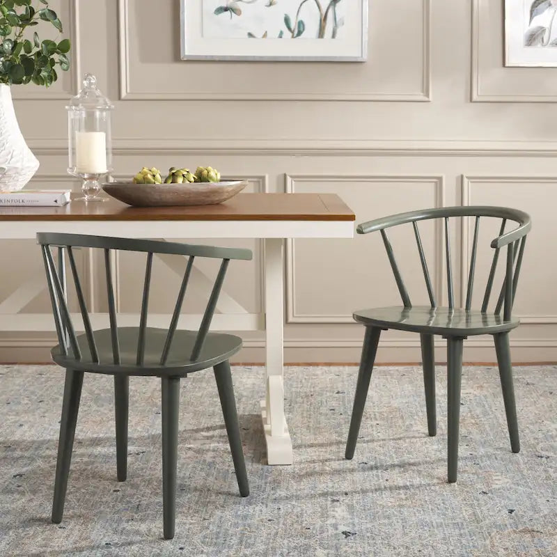 SAFAVIEH Home Blanchard 18-inch Curved Spindle Side Chair [SET of 2] - 21W x 21D x 30H